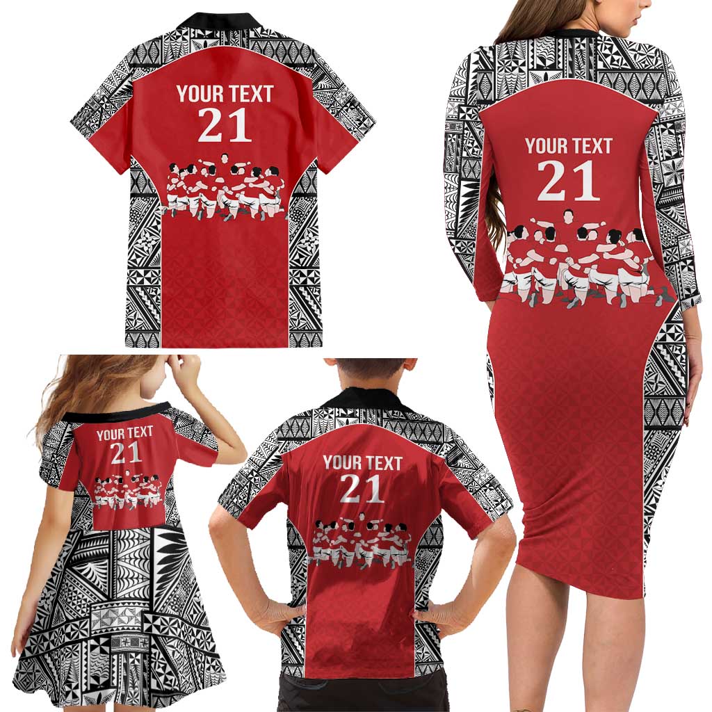 Custom Tonga Rugby Mate Ma'a Family Matching Long Sleeve Bodycon Dress and Hawaiian Shirt Tonga XIII Make History Pacific Champions