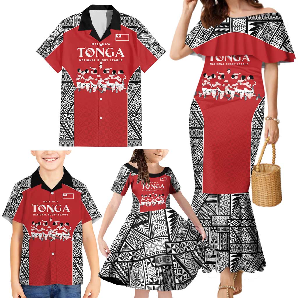 Custom Tonga Rugby Mate Ma'a Family Matching Mermaid Dress and Hawaiian Shirt Tonga XIII Make History Pacific Champions