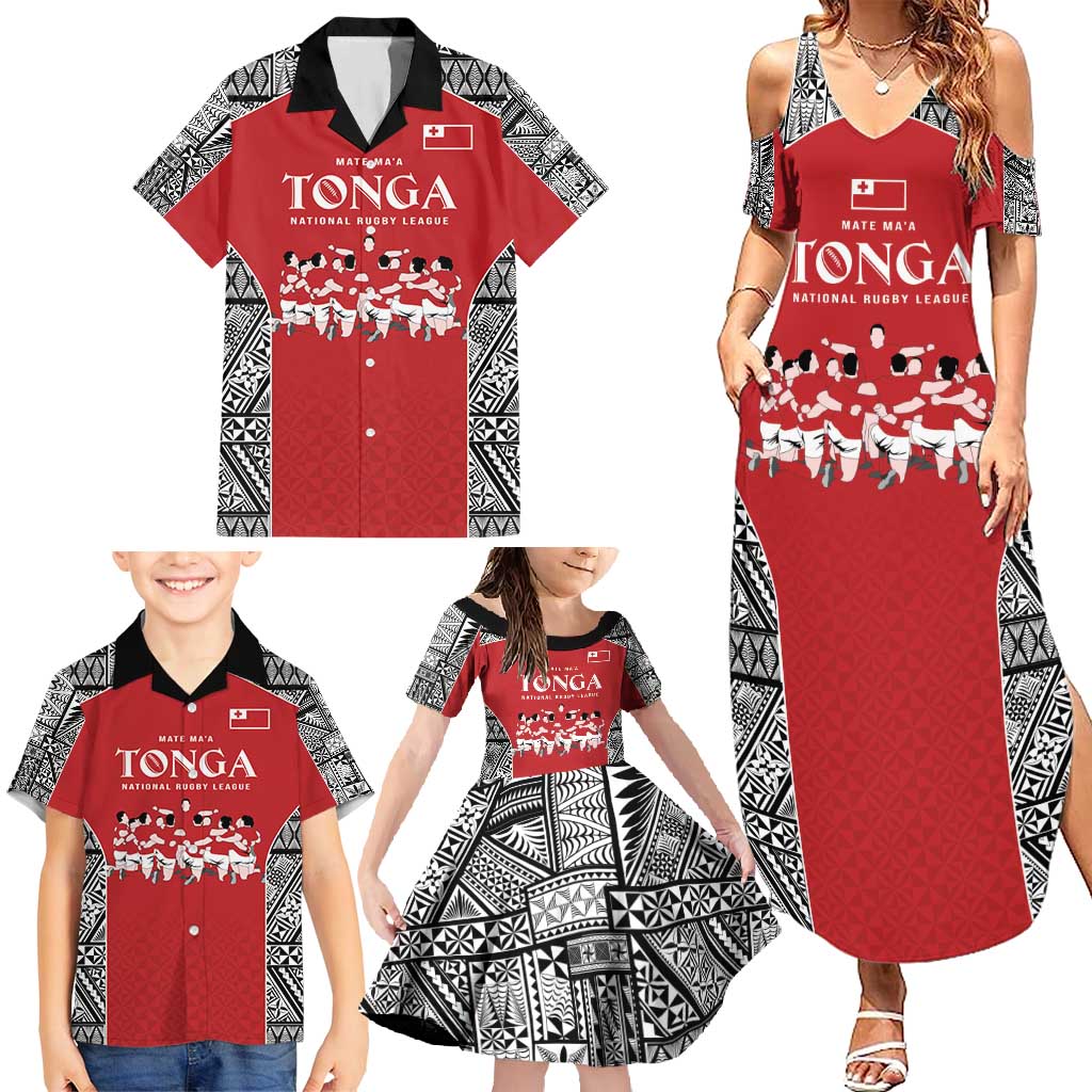 Custom Tonga Rugby Mate Ma'a Family Matching Summer Maxi Dress and Hawaiian Shirt Tonga XIII Make History Pacific Champions