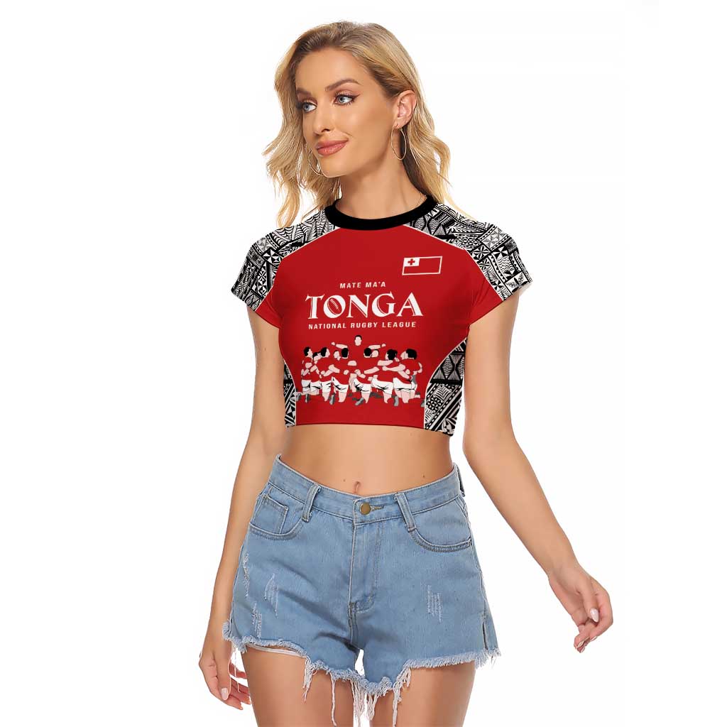 Custom Tonga Rugby Mate Ma'a Raglan Cropped T Shirt Tonga XIII Make History Pacific Champions LT9 Female Red - Polynesian Pride