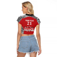 Custom Tonga Rugby Mate Ma'a Raglan Cropped T Shirt Tonga XIII Make History Pacific Champions LT9 - Polynesian Pride