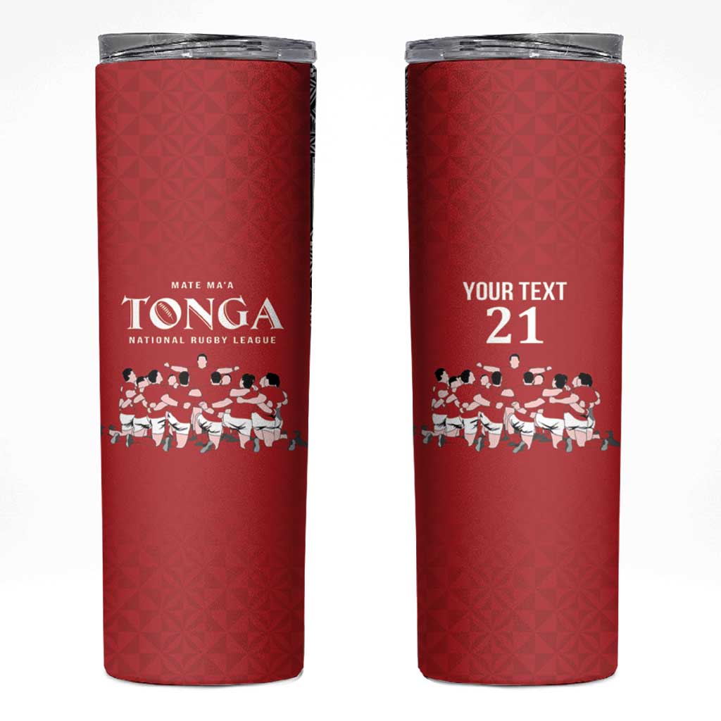 Custom Tonga Rugby Mate Ma'a Skinny Tumbler Tonga XIII Make History Pacific Champions