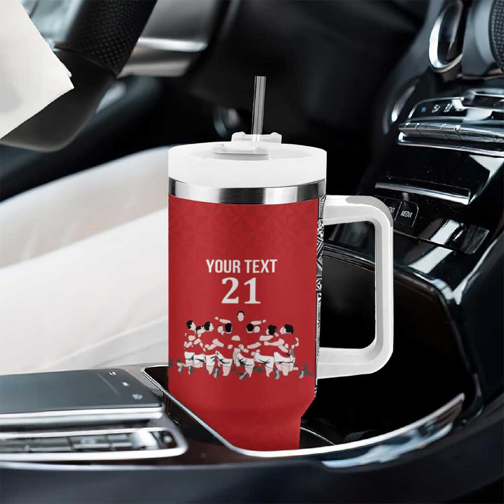 Custom Tonga Rugby Mate Ma'a Tumbler With Handle Tonga XIII Make History Pacific Champions LT9 - Polynesian Pride