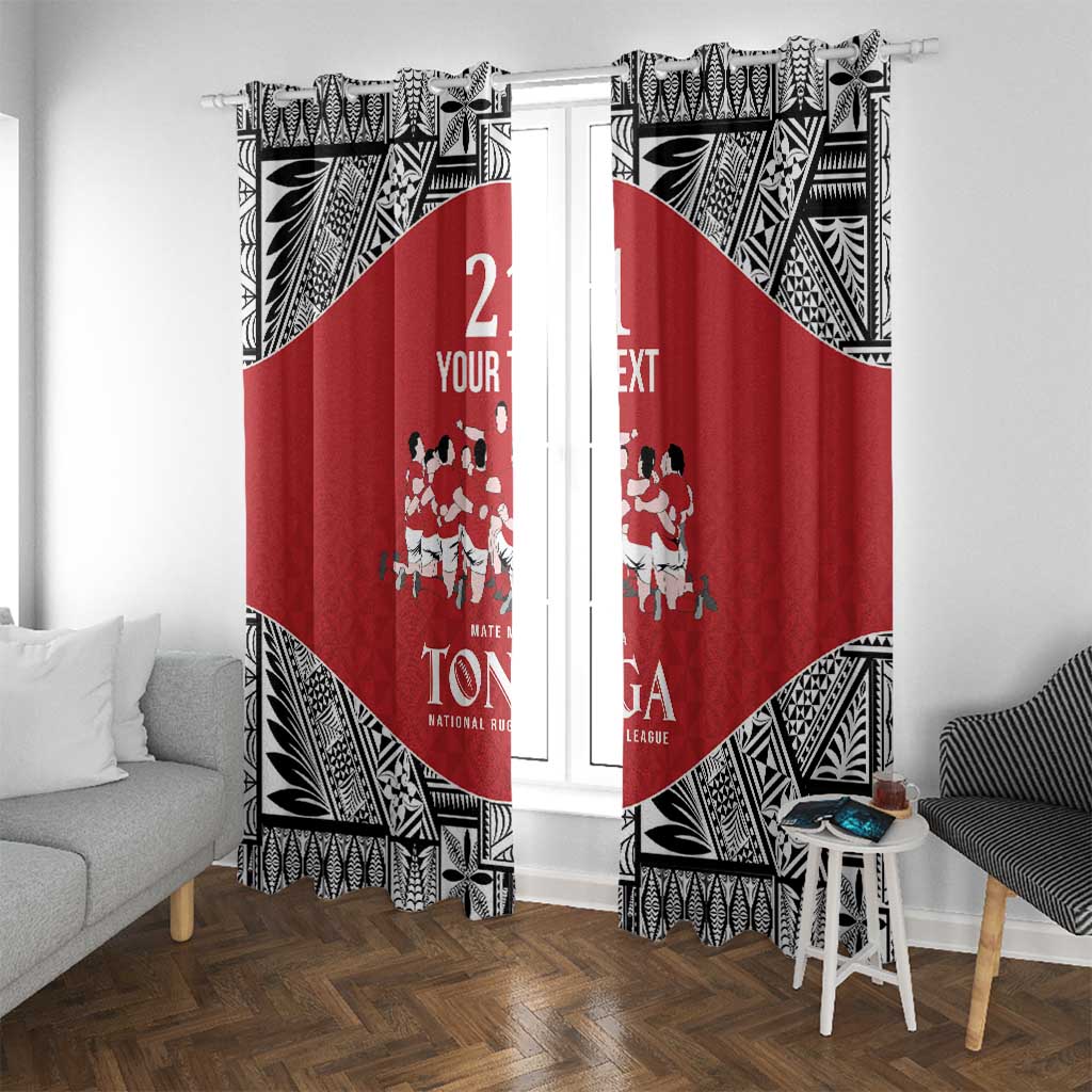 Custom Tonga Rugby Mate Ma'a Window Curtain Tonga XIII Make History Pacific Champions LT9 With Grommets Red - Polynesian Pride