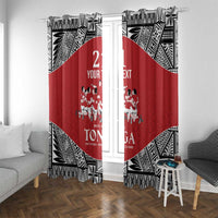 Custom Tonga Rugby Mate Ma'a Window Curtain Tonga XIII Make History Pacific Champions LT9 With Grommets Red - Polynesian Pride