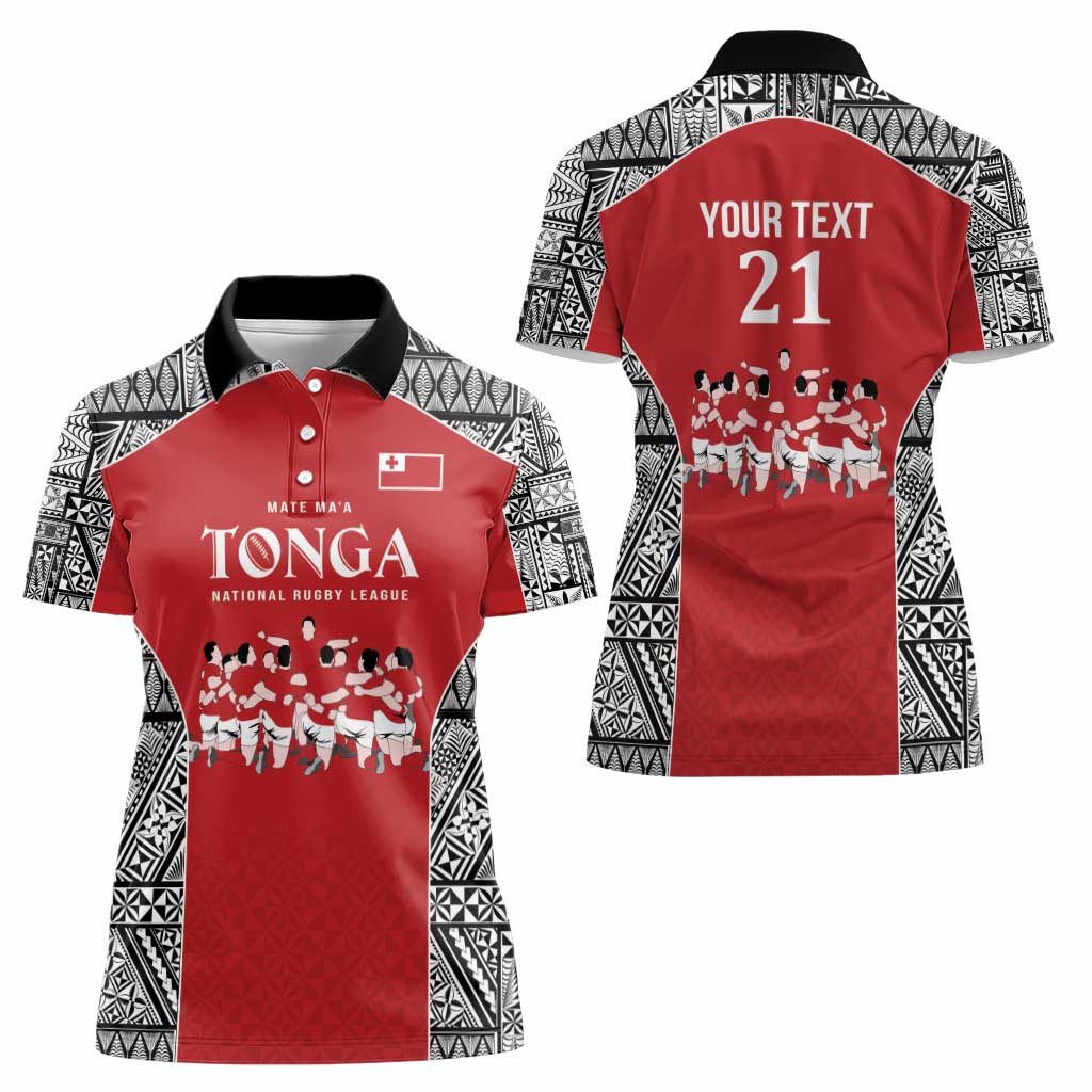 Custom Tonga Rugby Mate Ma'a Women Polo Shirt Tonga XIII Make History Pacific Champions