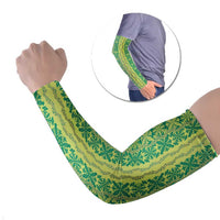 Hawaii Lei with Tribal Quilt Motif Arm Sleeves LT9 Set of 2 Green - Polynesian Pride