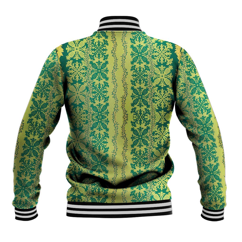 Hawaii Lei with Tribal Quilt Motif Baseball Jacket