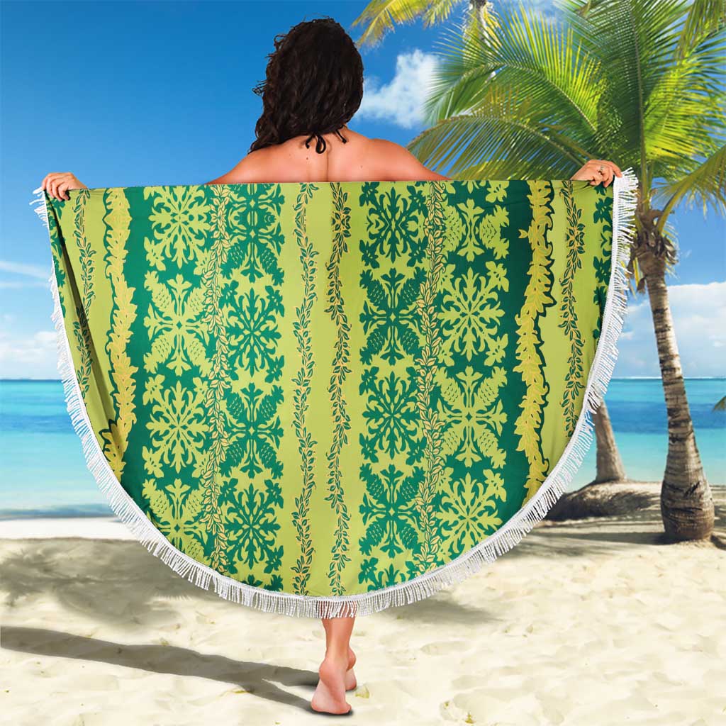 Hawaii Lei with Tribal Quilt Motif Beach Blanket
