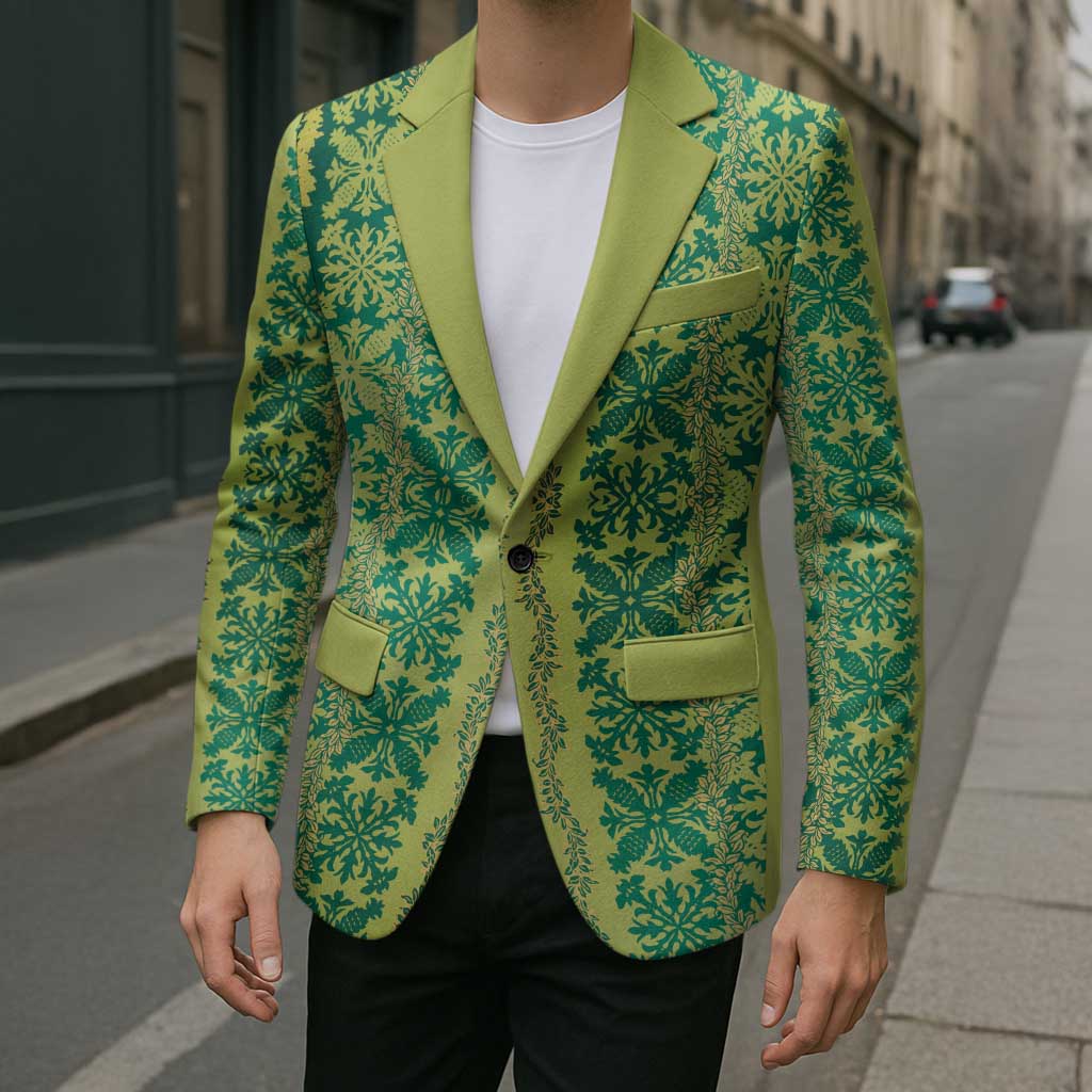 Hawaii Lei with Tribal Quilt Motif Blazer - Polynesian Pride