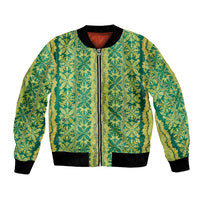 Hawaii Lei with Tribal Quilt Motif Bomber Jacket