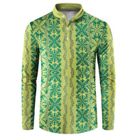 Hawaii Lei with Tribal Quilt Motif Button Sweatshirt