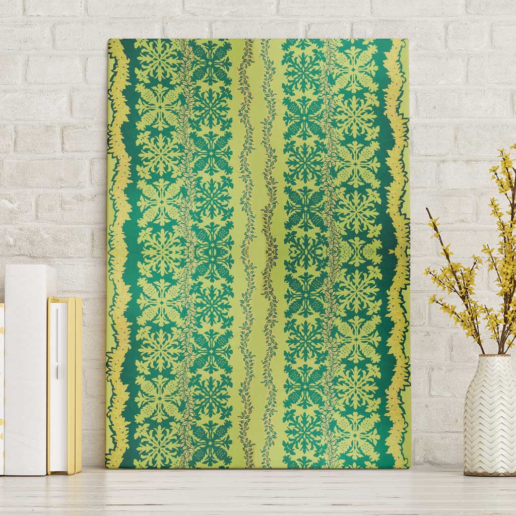 Hawaii Lei with Tribal Quilt Motif Canvas Wall Art