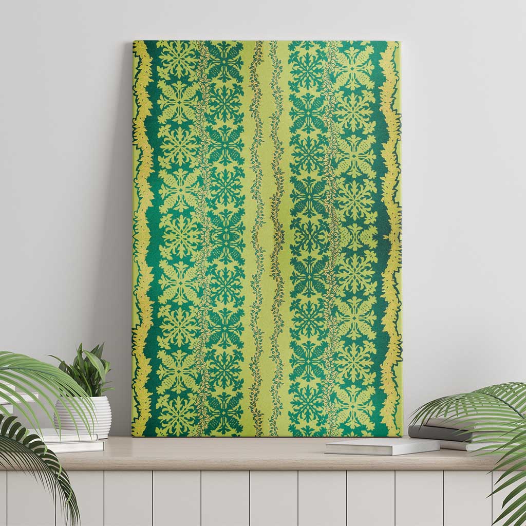 Hawaii Lei with Tribal Quilt Motif Canvas Wall Art