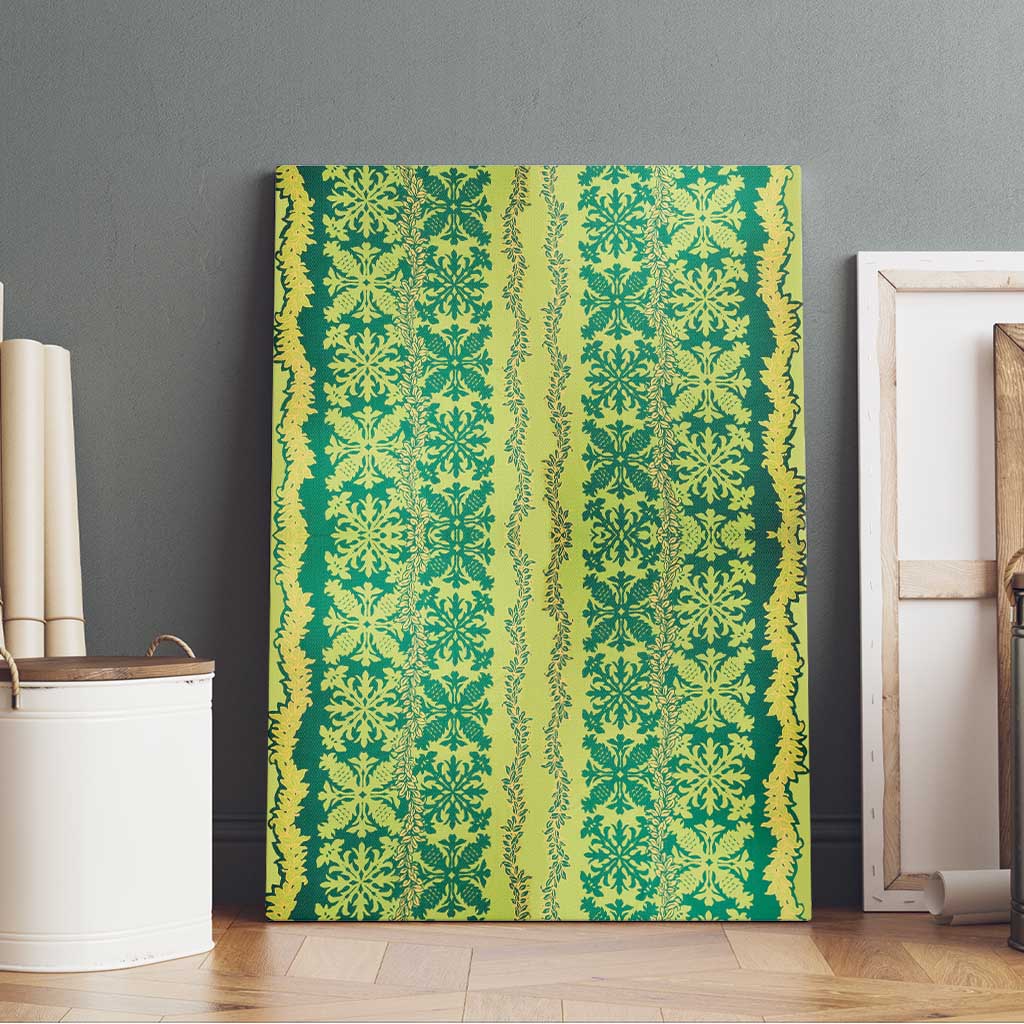 Hawaii Lei with Tribal Quilt Motif Canvas Wall Art