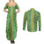 Hawaii Lei with Tribal Quilt Motif Couples Matching Summer Maxi Dress and Long Sleeve Button Shirt