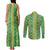 Hawaii Lei with Tribal Quilt Motif Couples Matching Tank Maxi Dress and Long Sleeve Button Shirt