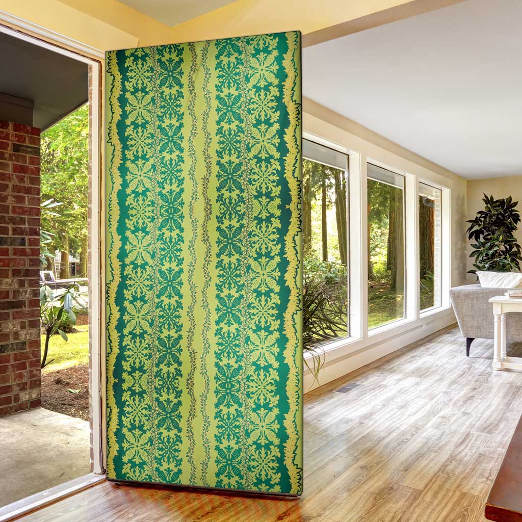 Hawaii Lei with Tribal Quilt Motif Door Cover - Polynesian Pride