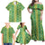 Hawaii Lei with Tribal Quilt Motif Family Matching Off Shoulder Maxi Dress and Hawaiian Shirt