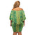 Hawaii Lei with Tribal Quilt Motif Family Matching Off Shoulder Short Dress and Hawaiian Shirt