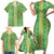 Hawaii Lei with Tribal Quilt Motif Family Matching Short Sleeve Bodycon Dress and Hawaiian Shirt