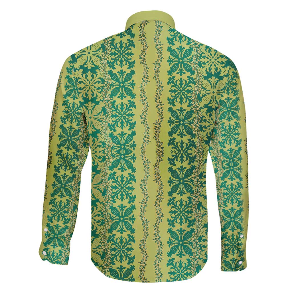 Hawaii Lei with Tribal Quilt Motif Family Matching Summer Maxi Dress and Hawaiian Shirt