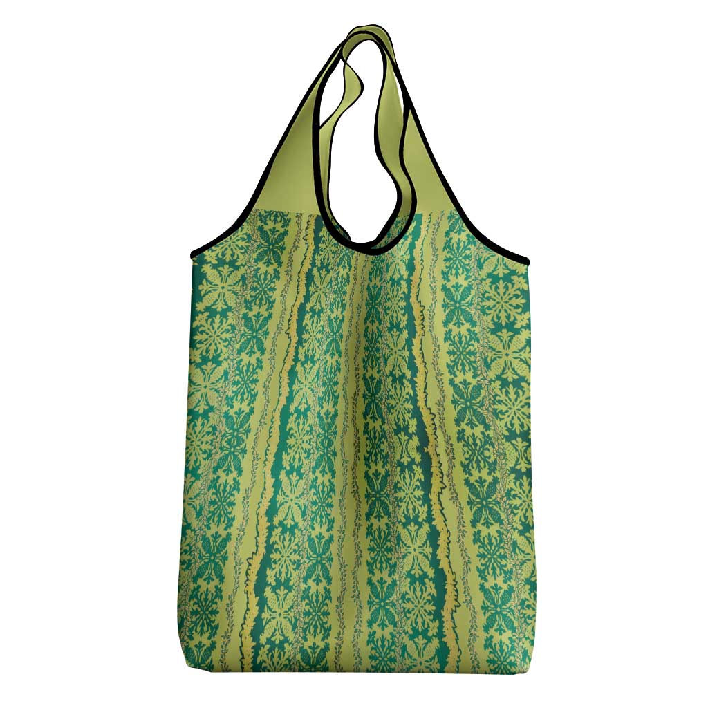 Hawaii Lei with Tribal Quilt Motif Grocery Bag