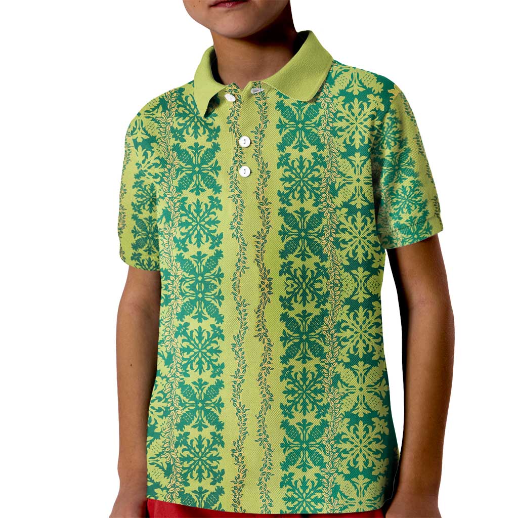 Hawaii Lei with Tribal Quilt Motif Kid Polo Shirt