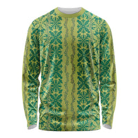 Hawaii Lei with Tribal Quilt Motif Long Sleeve Shirt
