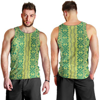 Hawaii Lei with Tribal Quilt Motif Men Tank Top