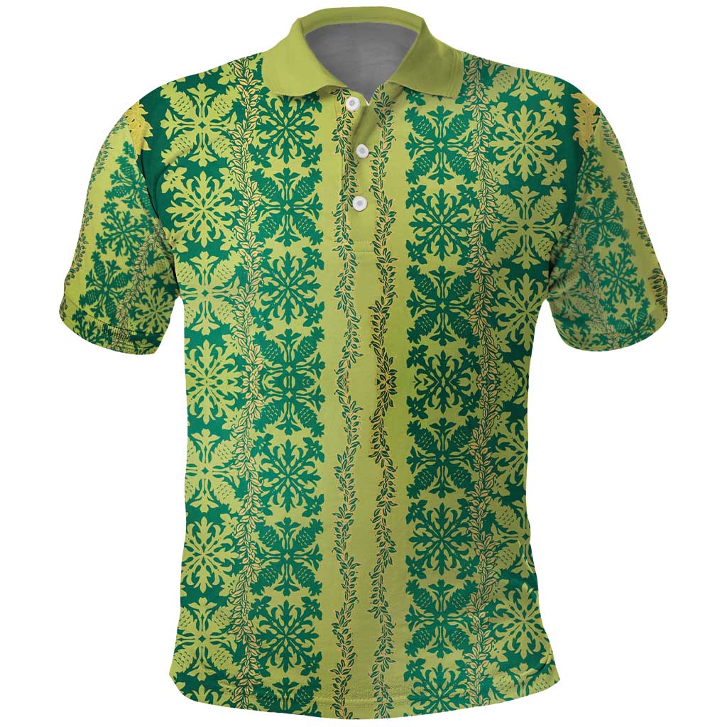 Hawaii Lei with Tribal Quilt Motif Polo Shirt