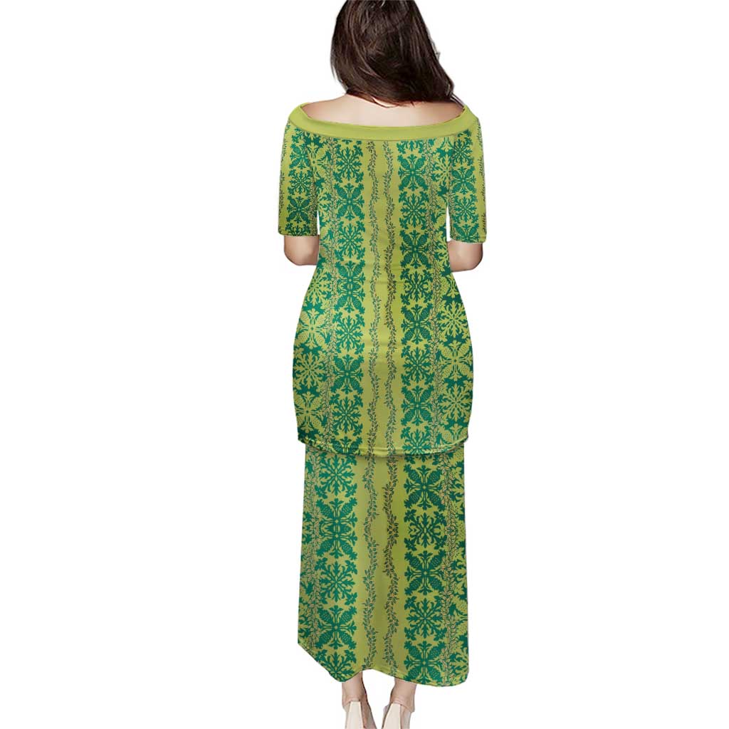 Hawaii Lei with Tribal Quilt Motif Puletasi