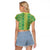 Hawaii Lei with Tribal Quilt Motif Raglan Cropped T Shirt