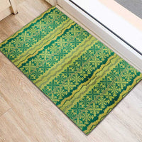 Hawaii Lei with Tribal Quilt Motif Rubber Doormat