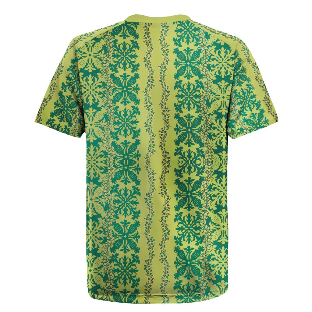 Hawaii Lei with Tribal Quilt Motif Rugby Jersey