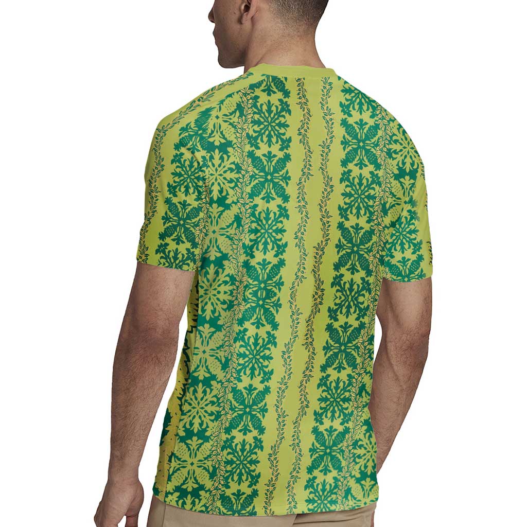 Hawaii Lei with Tribal Quilt Motif Rugby Jersey