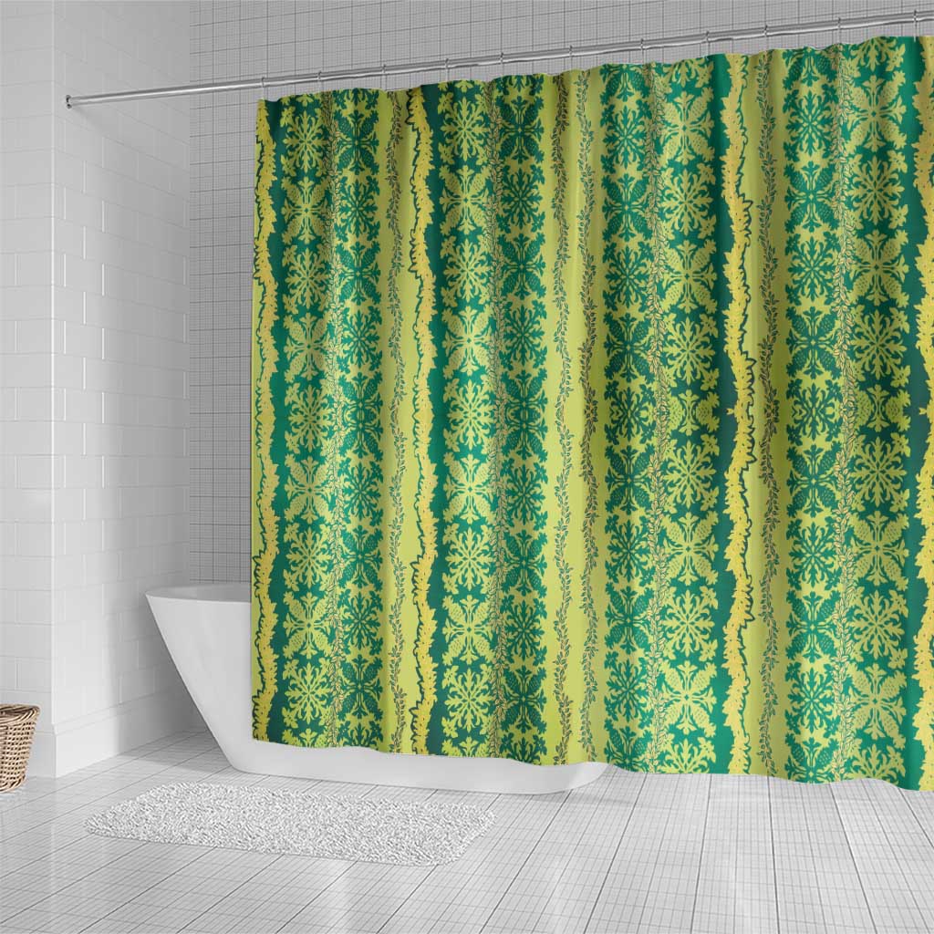 Hawaii Lei with Tribal Quilt Motif Shower Curtain