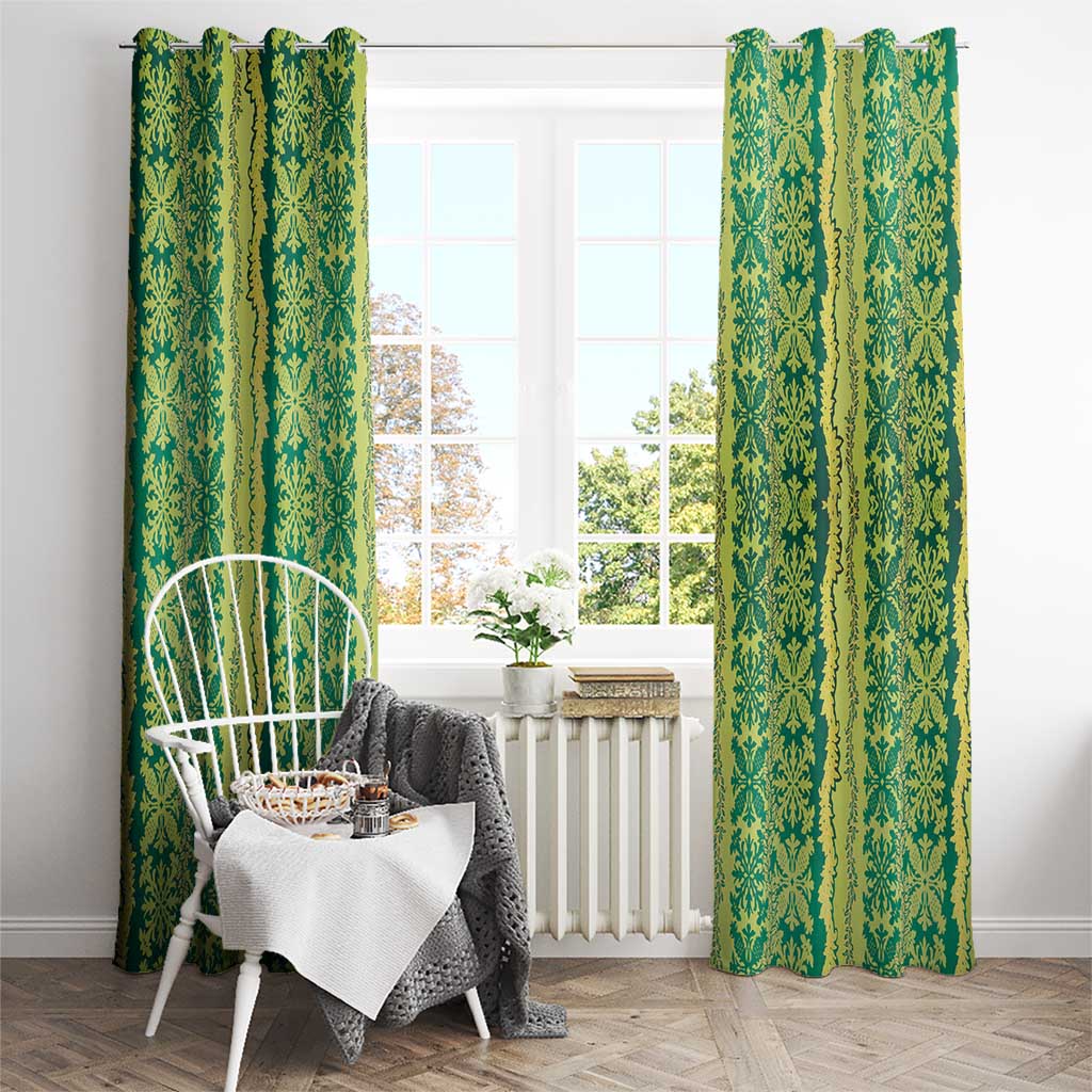 Hawaii Lei with Tribal Quilt Motif Window Curtain