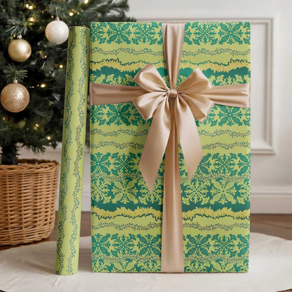 Hawaii Lei with Tribal Quilt Motif Wrapping Paper - Polynesian Pride