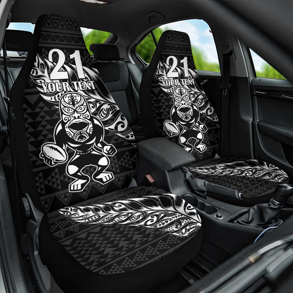 New Zealand Rugby Warrior Custom Car Seat Cover Black Fern Taniko Motif