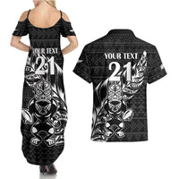New Zealand Rugby Warrior Custom Couples Matching Summer Maxi Dress and Hawaiian Shirt Black Fern Taniko Motif