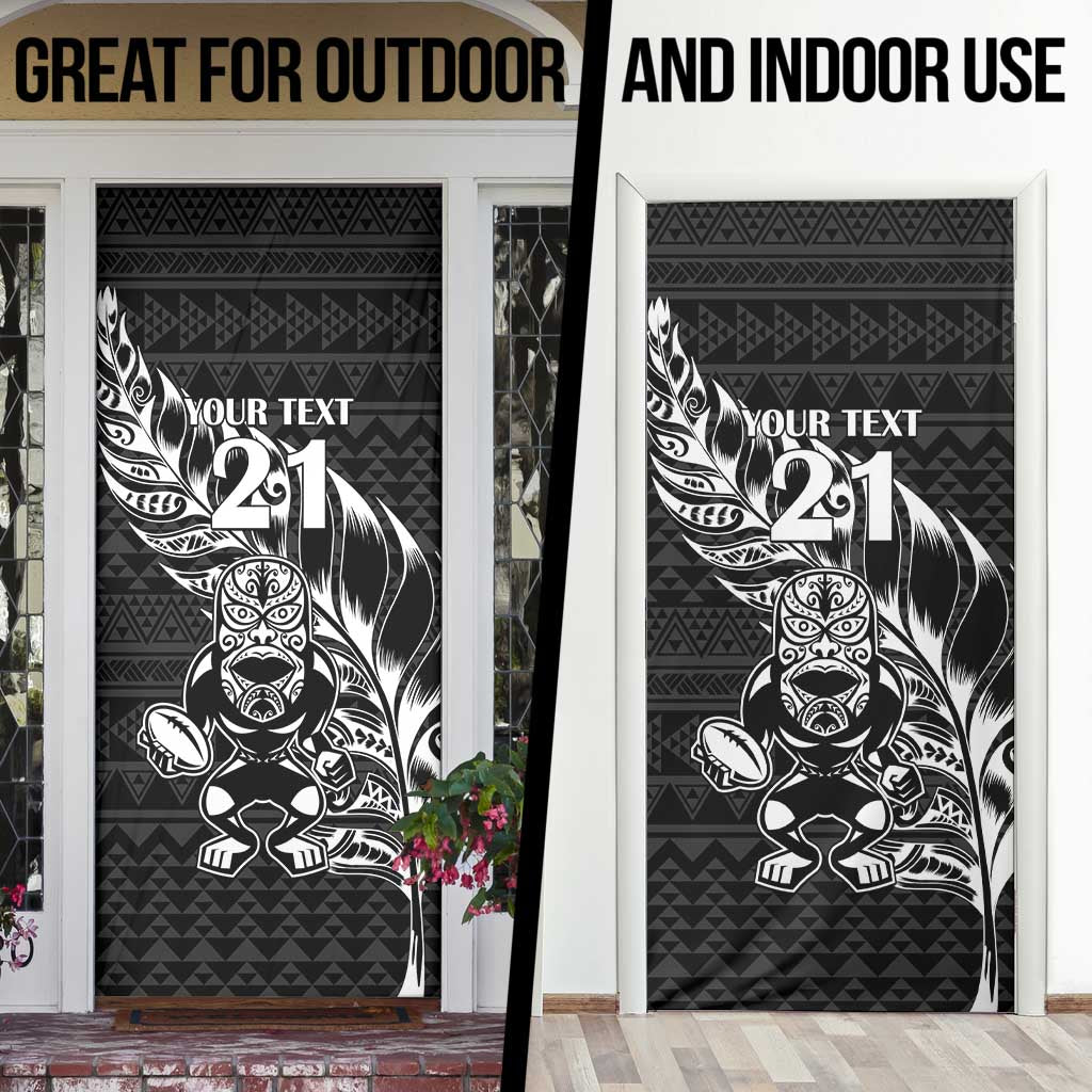 New Zealand Rugby Warrior Custom Door Cover Black Fern Taniko Motif - Polynesian Pride