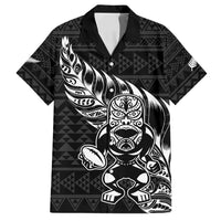 New Zealand Rugby Warrior Custom Family Matching Puletasi and Hawaiian Shirt Black Fern Taniko Motif