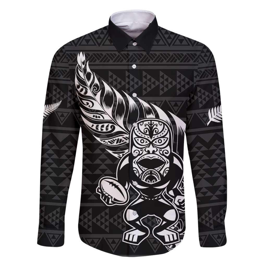 New Zealand Rugby Warrior Custom Family Matching Puletasi and Hawaiian Shirt Black Fern Taniko Motif