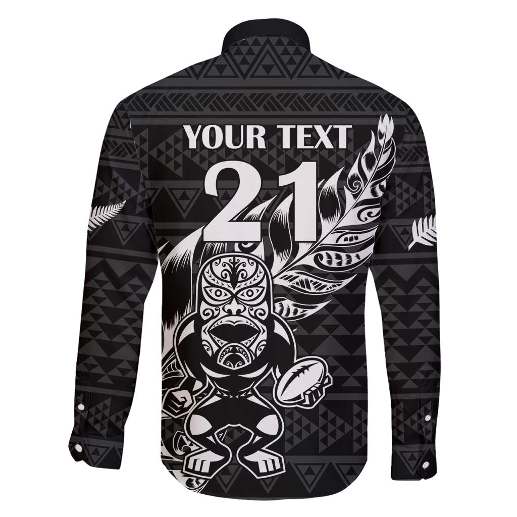 New Zealand Rugby Warrior Custom Family Matching Short Sleeve Bodycon Dress and Hawaiian Shirt Black Fern Taniko Motif