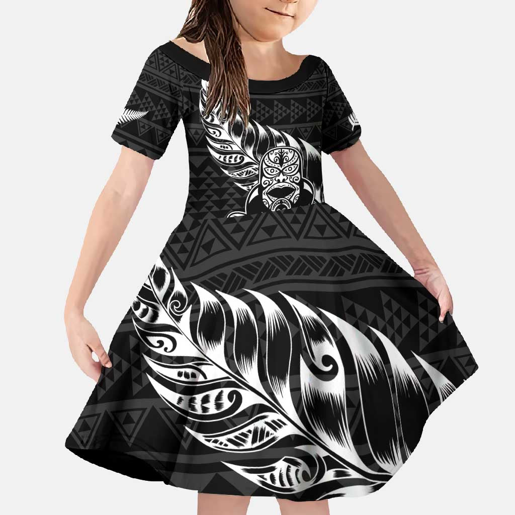 New Zealand Rugby Warrior Custom Family Matching Summer Maxi Dress and Hawaiian Shirt Black Fern Taniko Motif