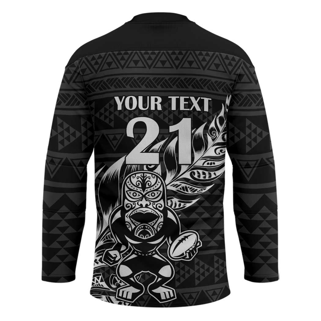 New Zealand Rugby Warrior Custom Hockey Jersey Black Fern Taniko Motif - Polynesian Pride