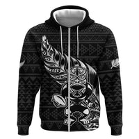 New Zealand Rugby Warrior Custom Hoodie Black Fern Taniko Motif