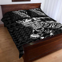 New Zealand Rugby Warrior Custom Quilt Bed Set Black Fern Taniko Motif