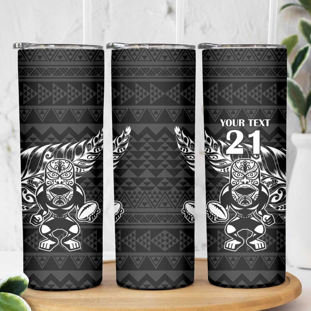 New Zealand Rugby Warrior Custom Skinny Tumbler Black Fern Taniko Motif